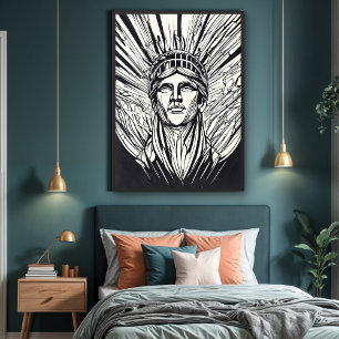 Póster de impresión de arte de línea moderna de la