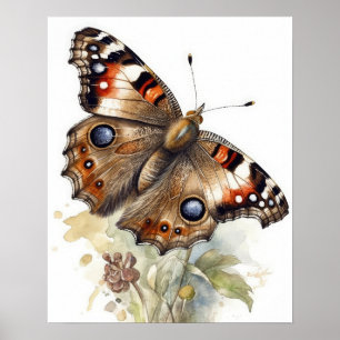 Poster de impresión de arte de mariposa de Buckeye