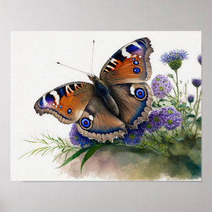 Poster de impresión de arte de mariposa de pavo re