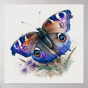 Poster de impresión de arte de mariposa de pavo re