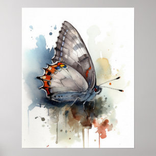 Poster de impresión de arte de mariposa gris