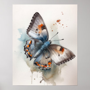 Poster de impresión de arte de mariposa gris