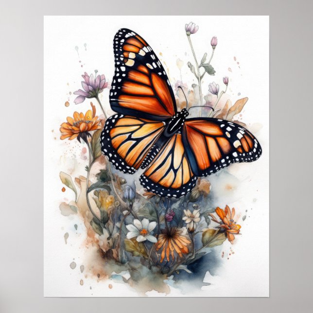 Poster de impresión de arte de mariposa monarca (Frente)