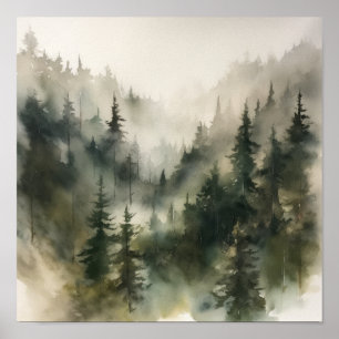 Poster de impresión de arte de paisajes forestales