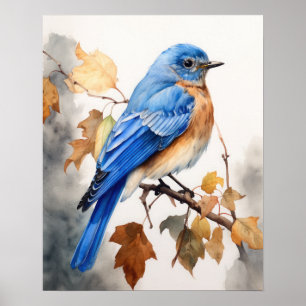 Poster de impresión de arte de pájaro azul
