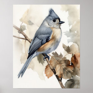 Poster de impresión de arte de pájaro de Titmouse