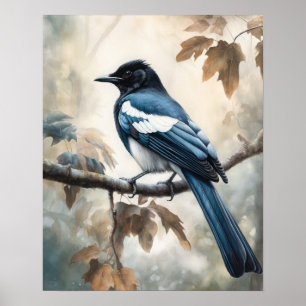 Poster de impresión de arte de pájaros con pinzas