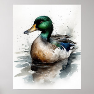 Poster de impresión de arte de pájaros de pato Mal
