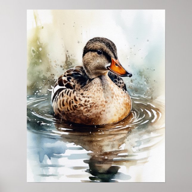 Poster de impresión de arte de pájaros de pato Mal (Frente)