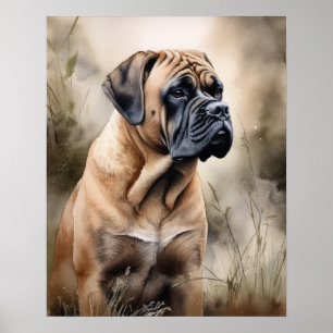 Poster de impresión de arte de perro Bull Mastiff