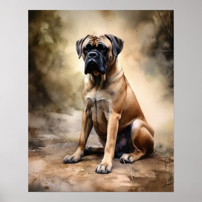 Poster de impresión de arte de perro de Boerboel (Frente)