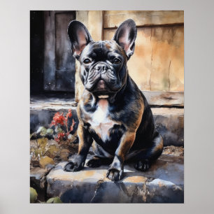 Poster de impresión de arte de perro de Bulldog fr