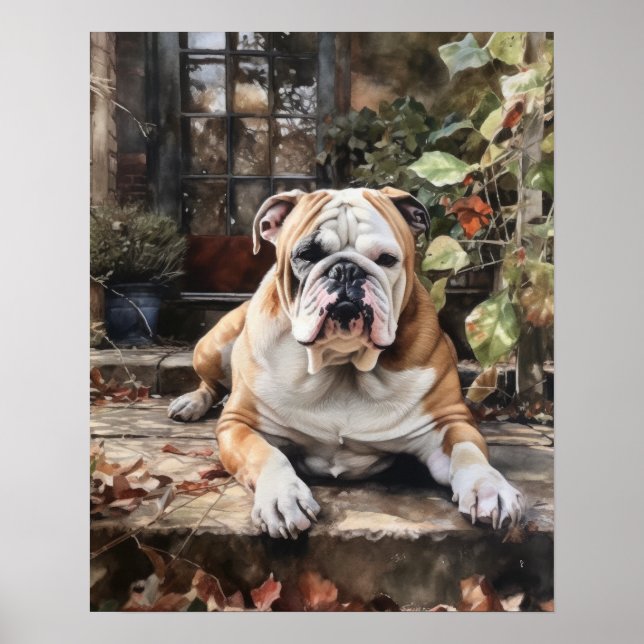 Poster de impresión de arte de perro de Bulldog li (Frente)