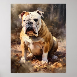 Poster de impresión de arte de perro de Bulldog li
