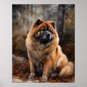 Poster de impresión de arte de perro de Chow