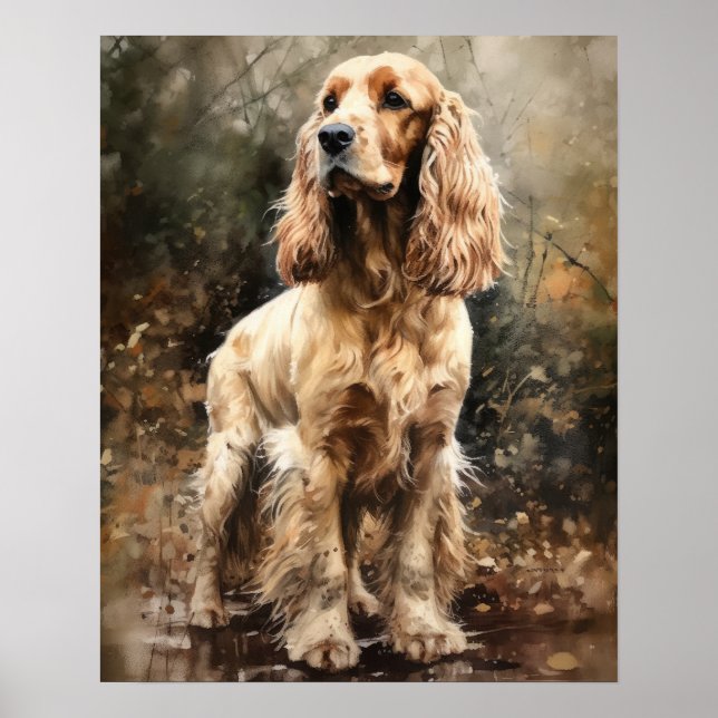 Poster de impresión de arte de perro de Cocker esp (Frente)