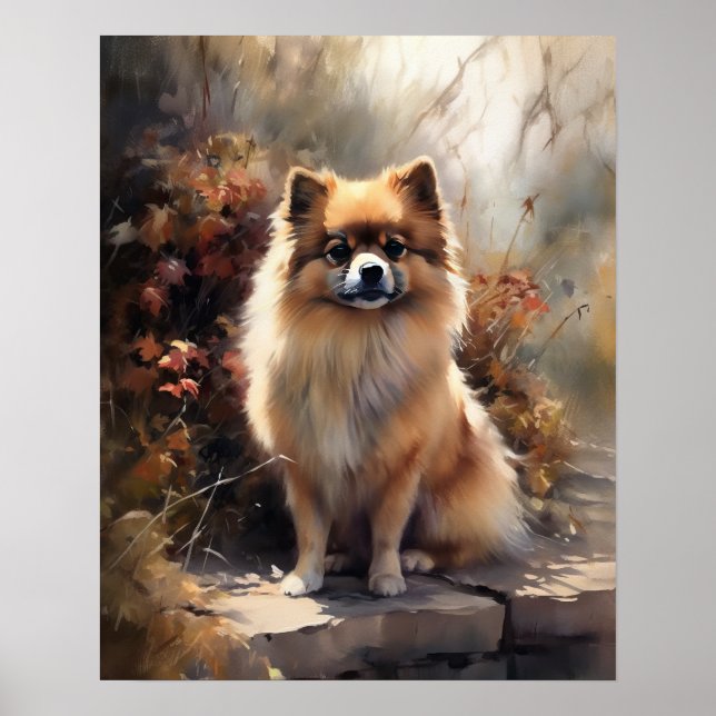 Poster de impresión de arte de perro de Cute Pomer (Frente)