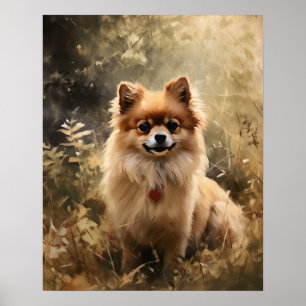 Poster de impresión de arte de perro de Cute Pomer