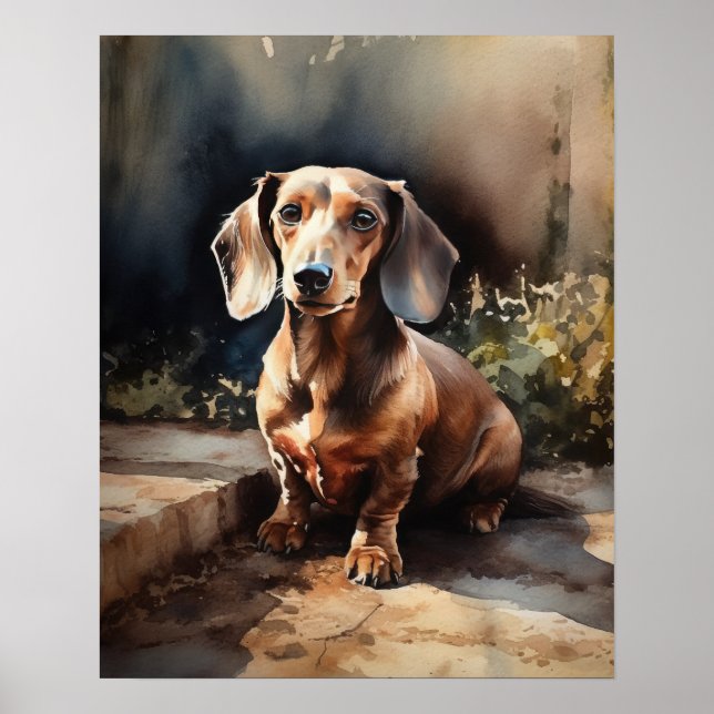 Poster de impresión de arte de perro de Dachshund (Frente)