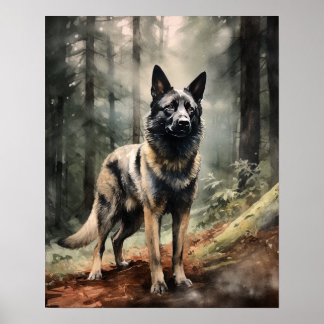 Poster de impresión de arte de perro de Elkhound d (Frente)