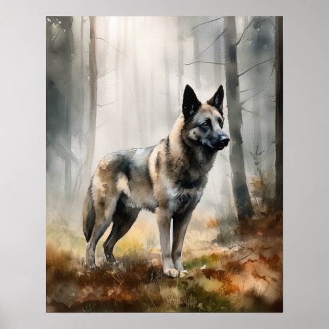 Poster de impresión de arte de perro de Elkhound d (Frente)