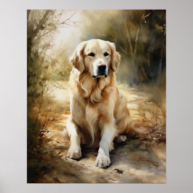 Poster de impresión de arte de perro de Golden Ret (Frente)