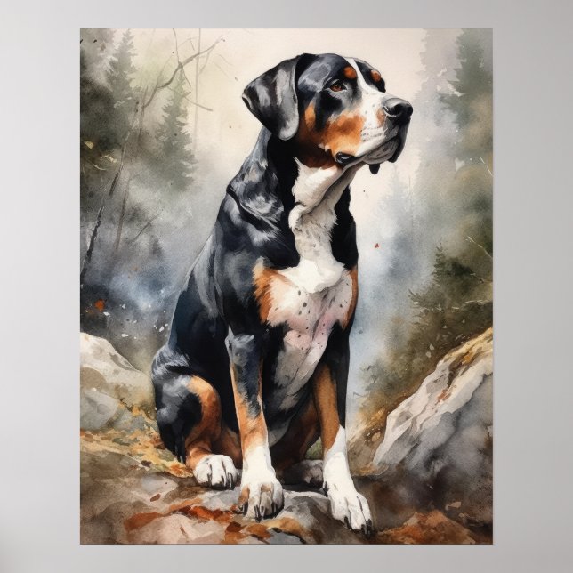 Poster de impresión de arte de perro de la montaña (Frente)