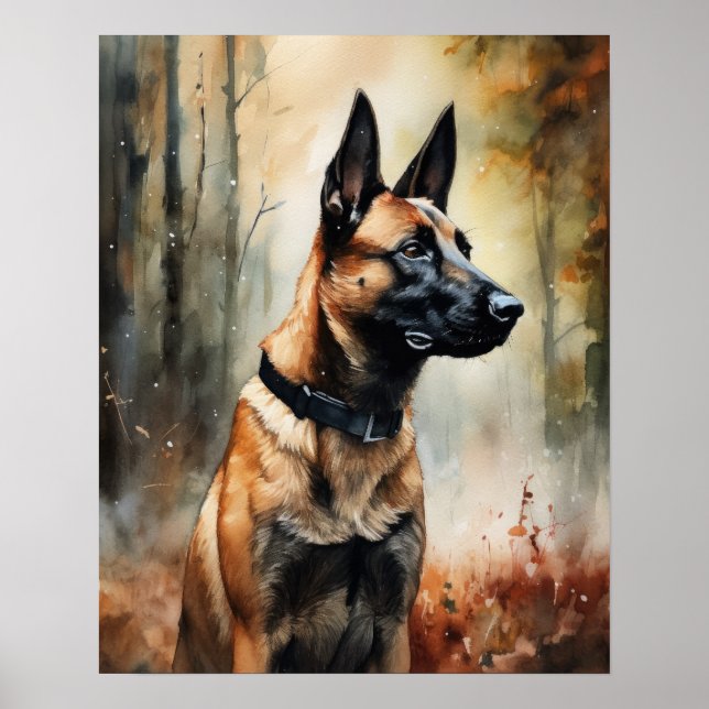 Poster de impresión de arte de perro de Malinois d (Frente)