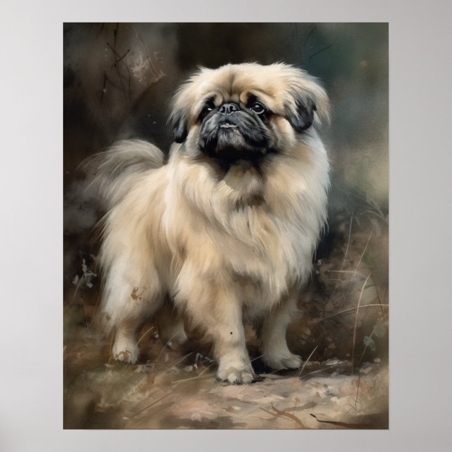 Poster de impresión de arte de perro de Pekín (Frente)