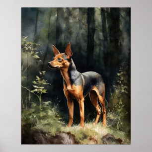 Poster de impresión de arte de perro de Pinscher e