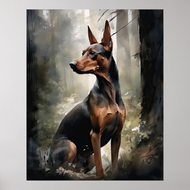 Poster de impresión de arte de perro de Pinscher e (Frente)