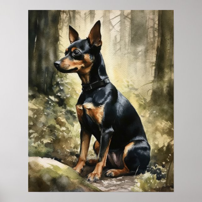 Poster de impresión de arte de perro de Pinscher e (Frente)
