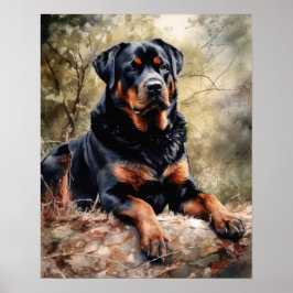 Poster de impresión de arte de perro de Rottweiler