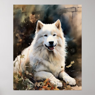Poster de impresión de arte de perro de Samoyed
