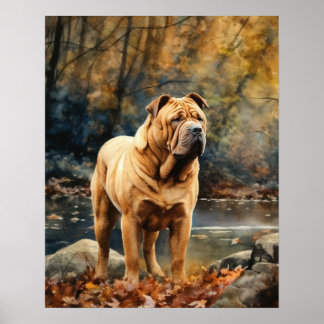 Poster de impresión de arte de perro de Shar-Pei c