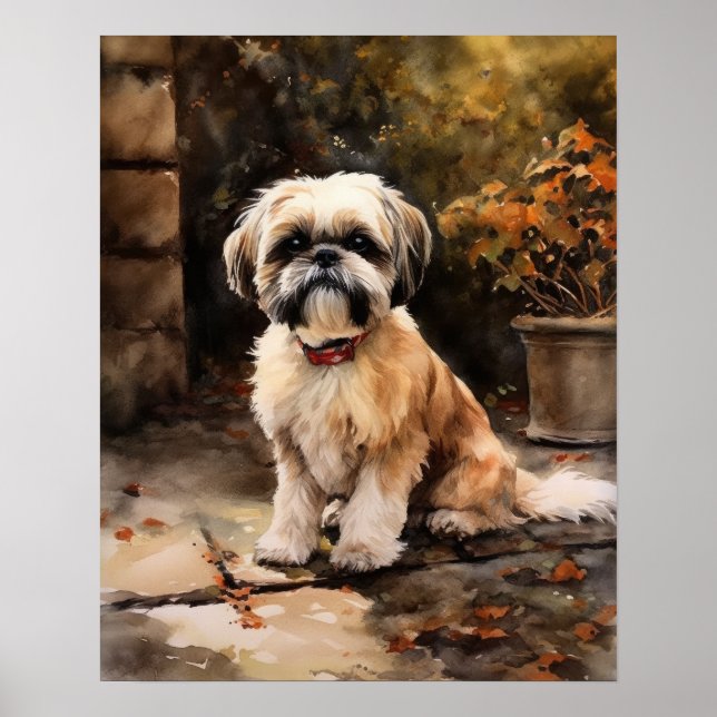 Poster de impresión de arte de perro de Shih Tzu (Frente)