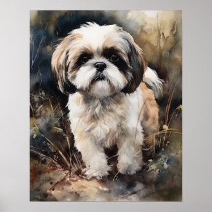 Poster de impresión de arte de perro de Shih Tzu