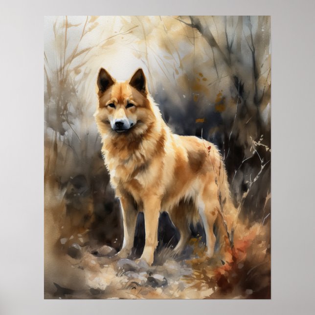 Poster de impresión de arte de perro de Spitz finl (Frente)
