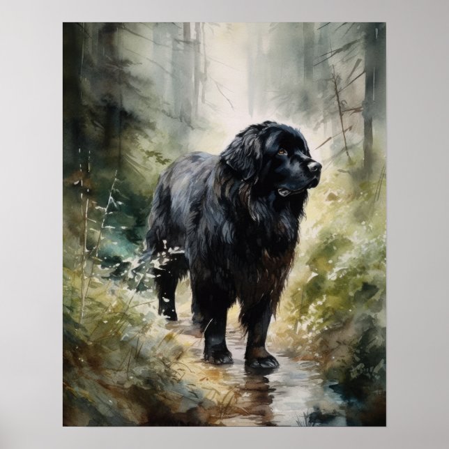 Poster de impresión de arte de perro de Terranova (Frente)
