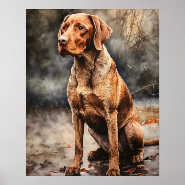 Poster de impresión de arte de perro de Vizsla con (Frente)