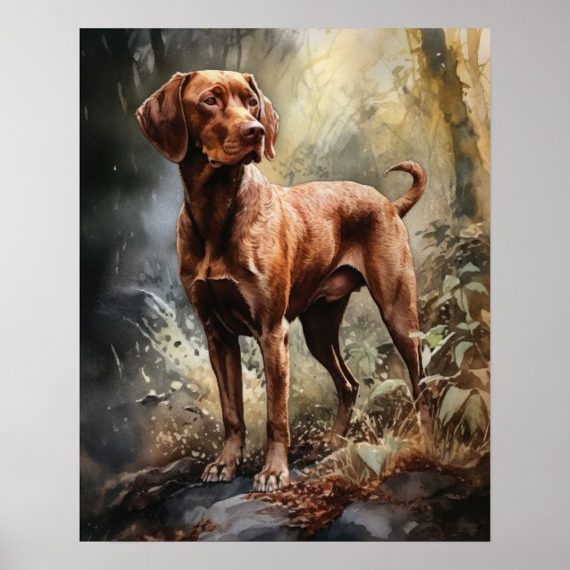Poster de impresión de arte de perro de Vizsla con (Frente)