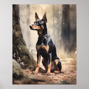 Poster de impresión de arte de perro del área de M