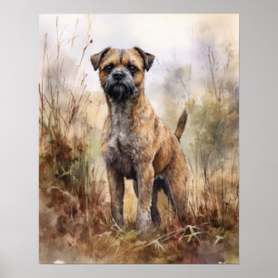 Poster de impresión de arte de perro del borde del