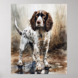 Poster de impresión de arte de perro español de la