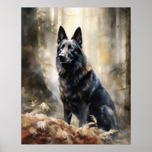 Poster de impresión de arte de perro pastor belga