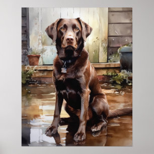 Poster de impresión de arte de perro recuperador d