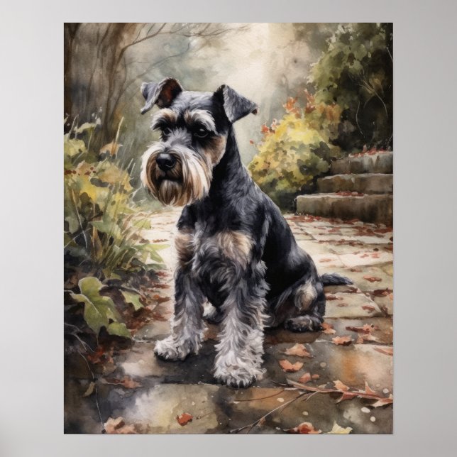 Poster de impresión de arte de perro Schnauzer en  (Frente)