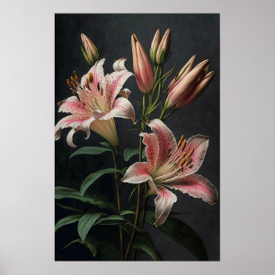 Poster de impresión de arte de Pink Stargazer Lily