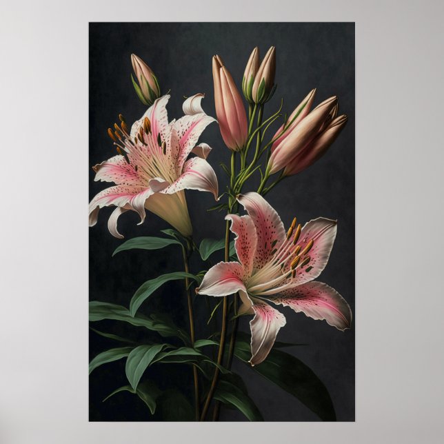 Poster de impresión de arte de Pink Stargazer Lily (Frente)