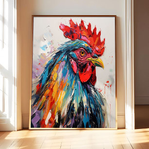 Póster de impresión de arte de pollo abstracto, ar